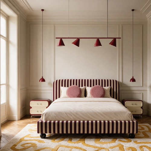 BONBON STRIPES – designerskie łóżko tapicerowane
